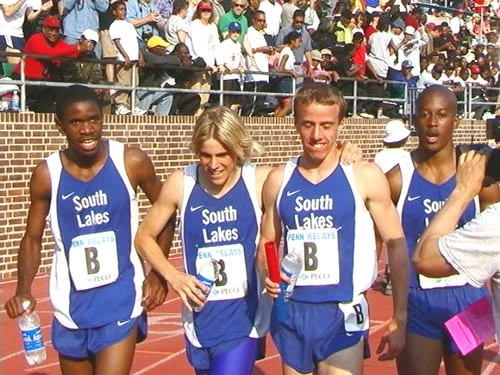 The 2001 South Lakes DMR crew walks off the track in triumph. Photo by John Dye.